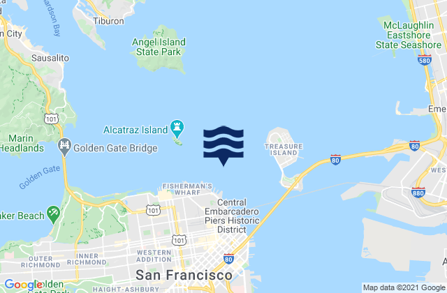 Carte des horaires des marées pour Alcatraz Island .8 mi E, United States
