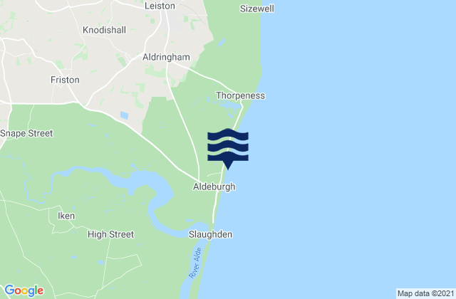 Carte des horaires des marées pour Aldeburgh's Beach, United Kingdom
