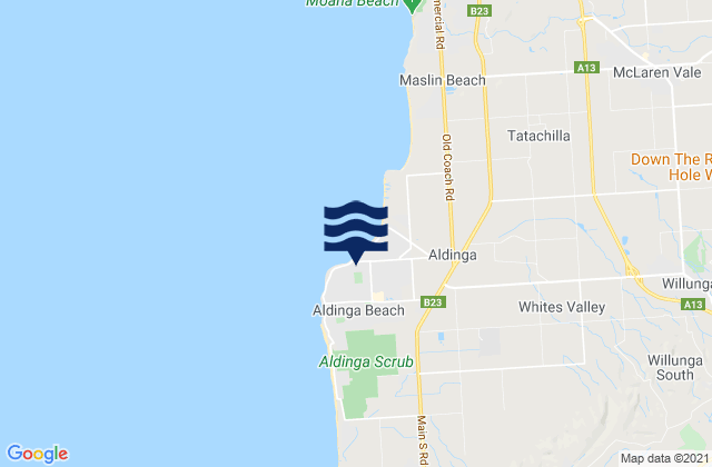 Carte des horaires des marées pour Aldinga Beach, Australia