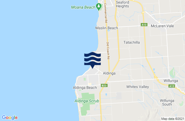 Carte des horaires des marées pour Aldinga, Australia