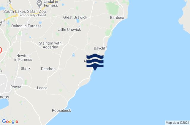 Carte des horaires des marées pour Aldingham Beach, United Kingdom
