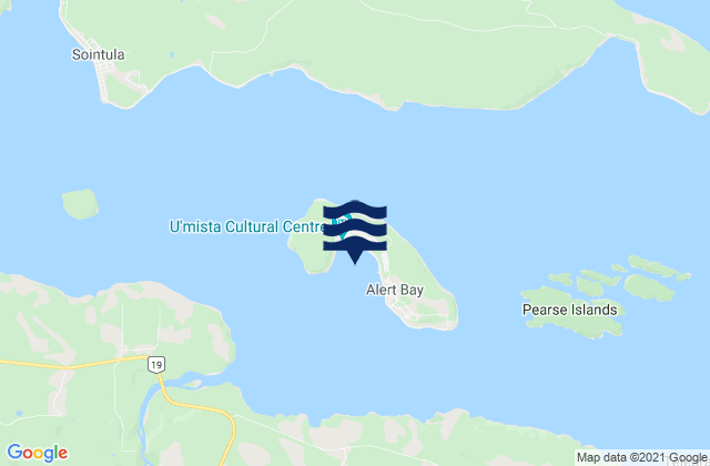 Carte des horaires des marées pour Alert Bay, Canada