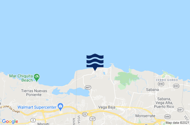Carte des horaires des marées pour Algarrobo Barrio, Puerto Rico