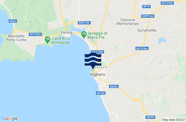 Carte des horaires des marées pour Alghero, Italy
