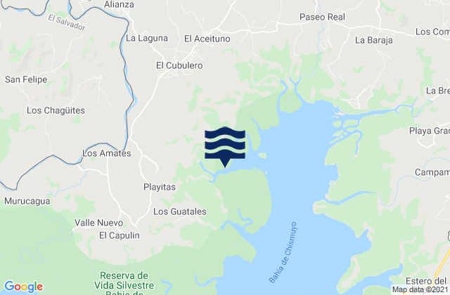 Carte des horaires des marées pour Alianza, Honduras