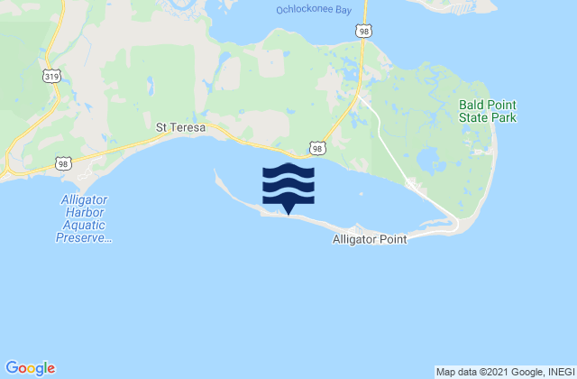 Carte des horaires des marées pour Alligator Point St James Island, United States