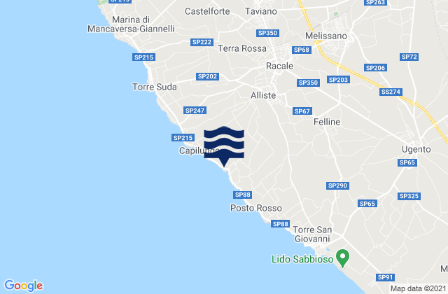 Carte des horaires des marées pour Alliste, Italy