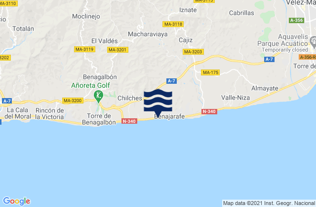 Carte des horaires des marées pour Almáchar, Spain