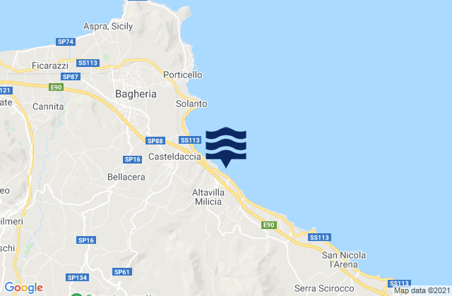 Carte des horaires des marées pour Altavilla Milicia, Italy