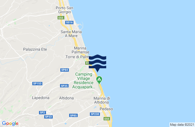 Carte des horaires des marées pour Altidona, Italy