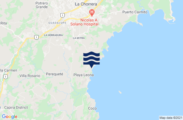 Carte des horaires des marées pour Alto del Espino, Panama