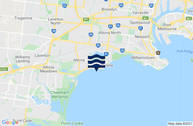 Carte des horaires des marées pour Altona, Australia