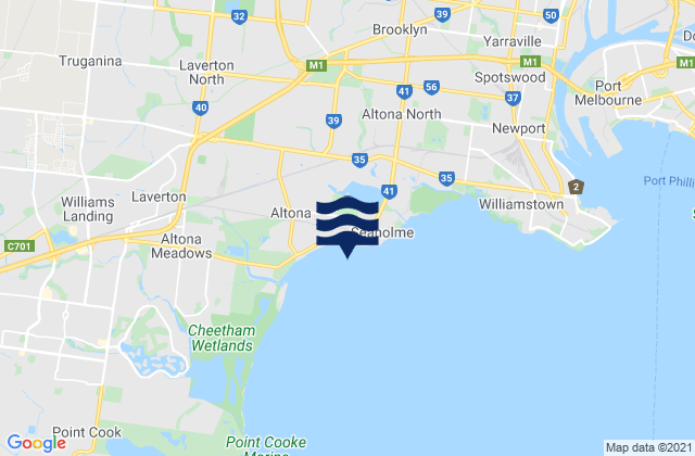 Carte des horaires des marées pour Altona Pier, Australia