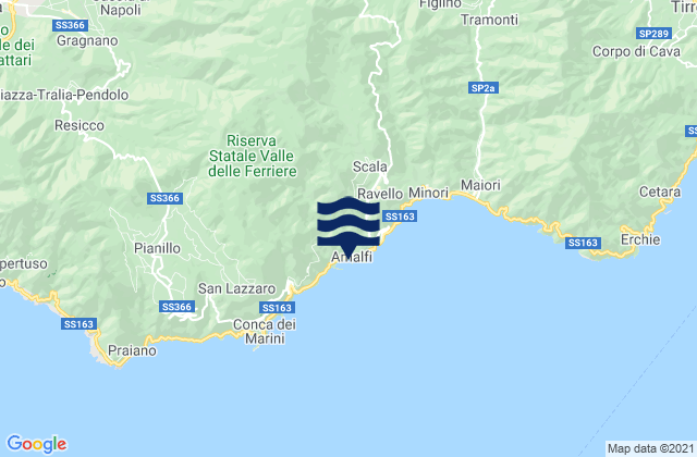 Carte des horaires des marées pour Amalfi, Italy
