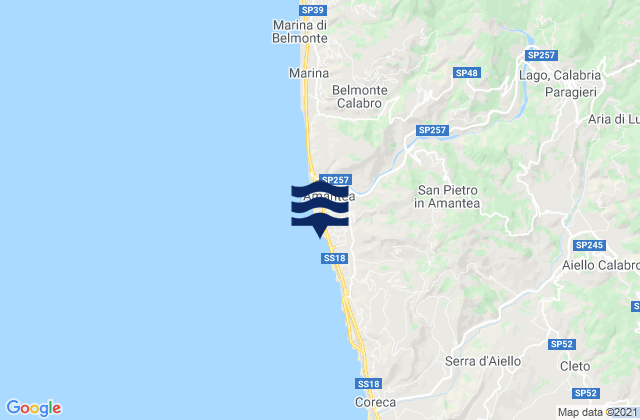 Carte des horaires des marées pour Amantea, Italy