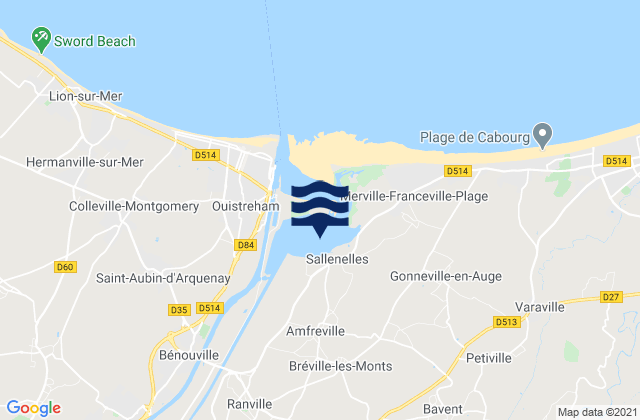 Carte des horaires des marées pour Amfreville, France