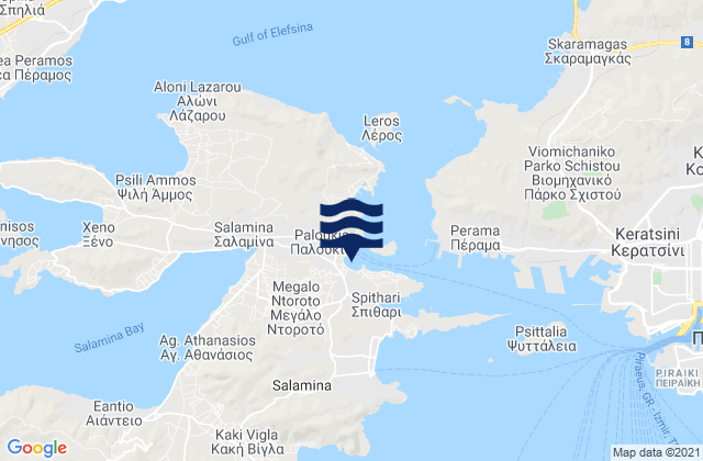Carte des horaires des marées pour Ampelákia, Greece