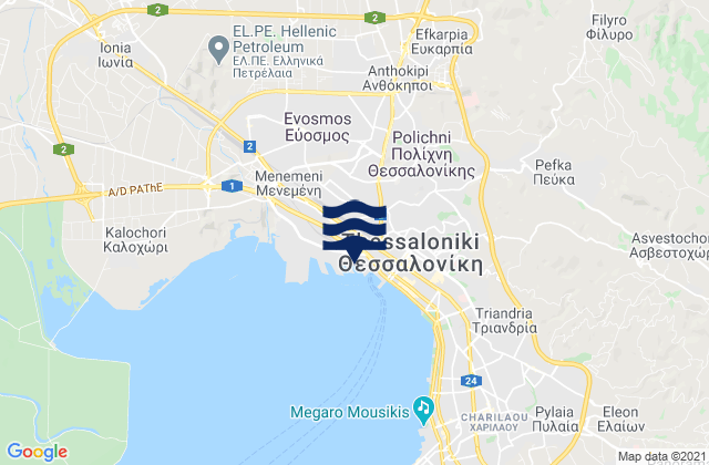 Carte des horaires des marées pour Ampelókipoi, Greece