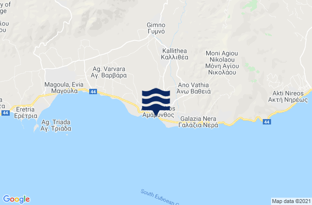 Carte des horaires des marées pour Amárynthos, Greece