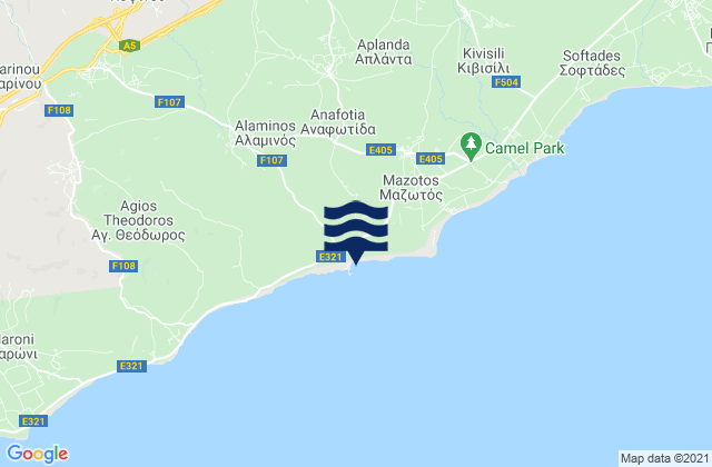 Carte des horaires des marées pour Anafotída, Cyprus
