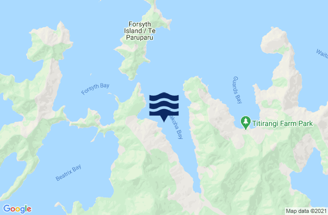 Carte des horaires des marées pour Anakoha Bay, New Zealand