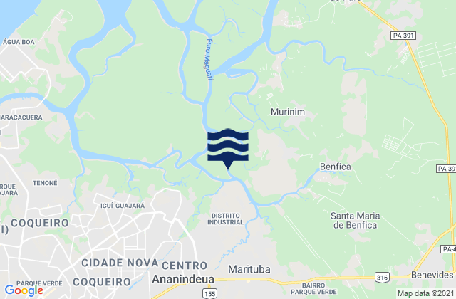 Carte des horaires des marées pour Ananindeua, Brazil