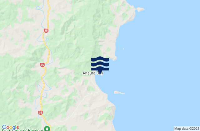 Carte des horaires des marées pour Anaura Bay, New Zealand