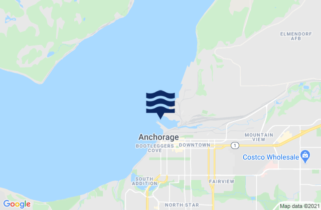 Carte des horaires des marées pour Anchorage, United States