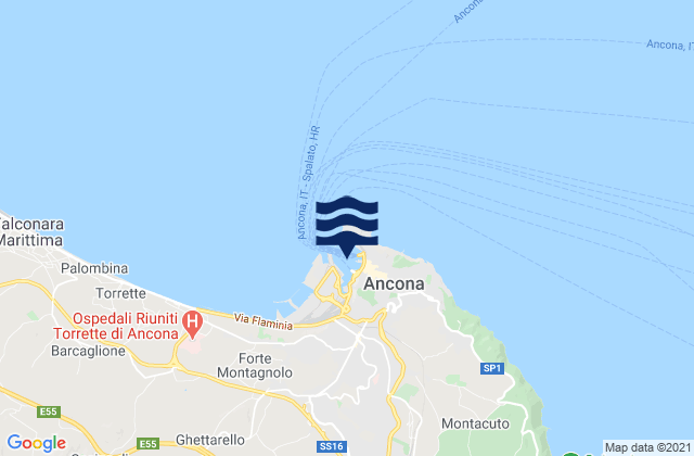 Carte des horaires des marées pour Ancona Port, Italy