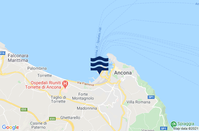 Carte des horaires des marées pour Ancona, Italy
