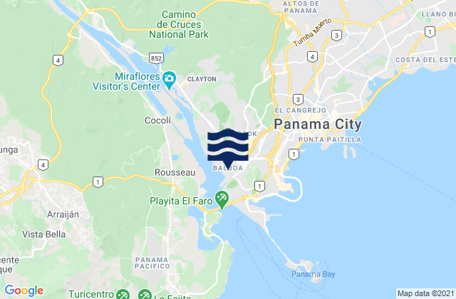 Carte des horaires des marées pour Ancón, Panama