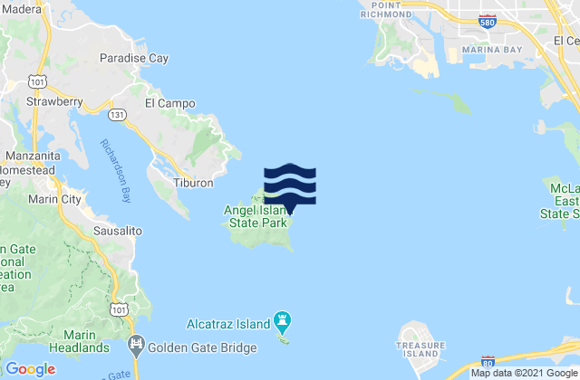 Carte des horaires des marées pour Angel Island (East Garrison), United States