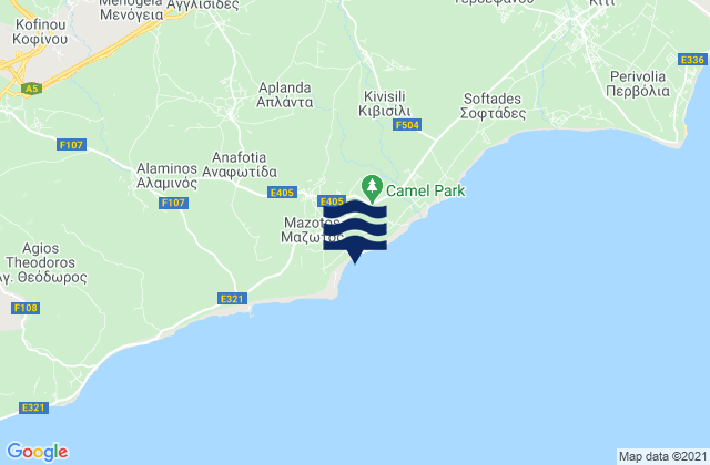 Carte des horaires des marées pour Anglisídes, Cyprus