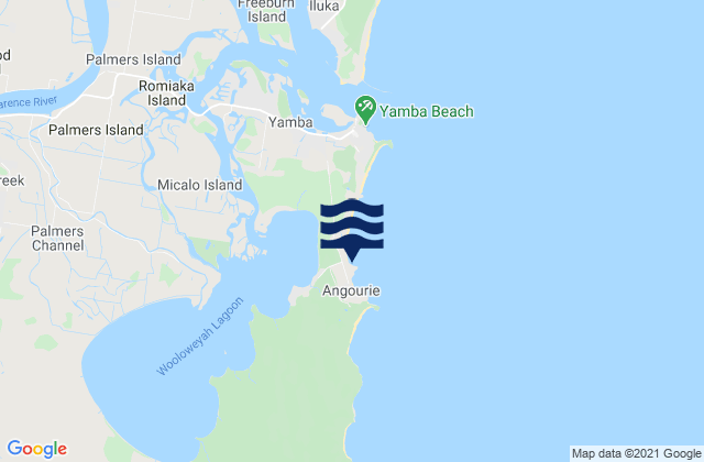 Carte des horaires des marées pour Angourie Point, Australia