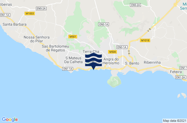 Carte des horaires des marées pour Angra do Heroísmo, Portugal