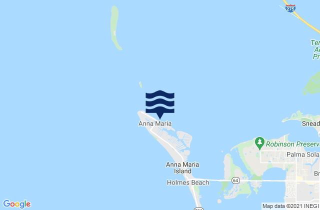 Carte des horaires des marées pour Anna Maria Key City Pier, United States
