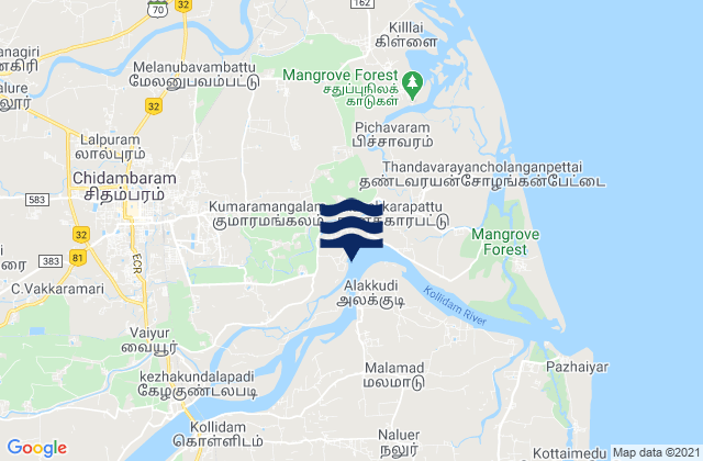 Carte des horaires des marées pour Annāmalainagar, India