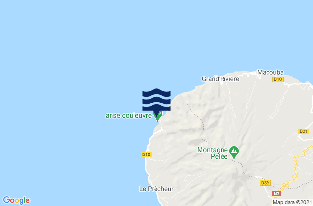 Carte des horaires des marées pour Anse Couleuvre, Martinique