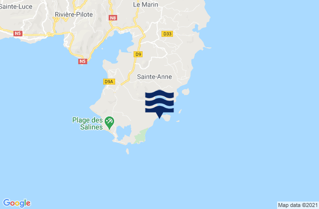 Carte des horaires des marées pour Anse Trabaud, Martinique