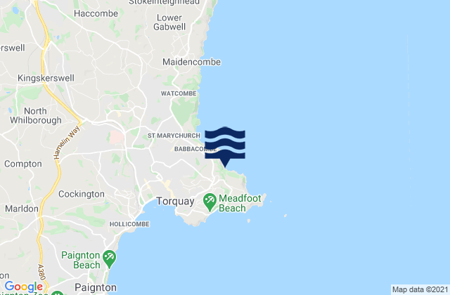 Carte des horaires des marées pour Ansteys Cove Beach, United Kingdom