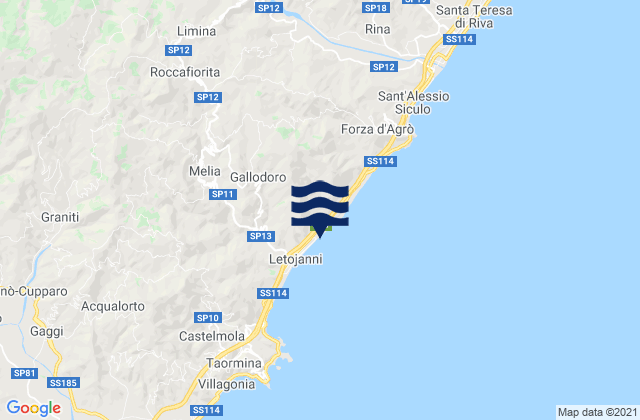 Carte des horaires des marées pour Antillo, Italy
