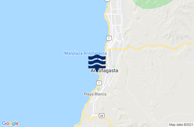 Carte des horaires des marées pour Antofagasta, Chile