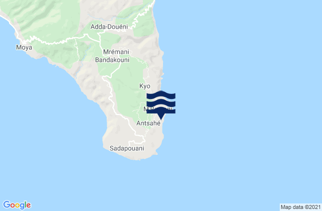 Carte des horaires des marées pour Antsahé, Comoros