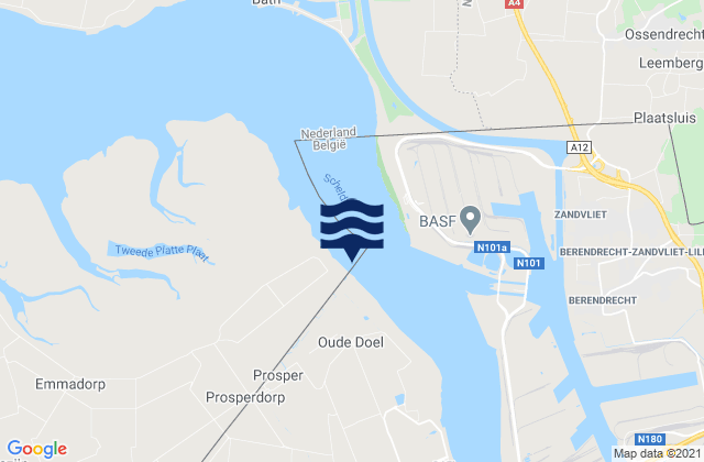 Carte des horaires des marées pour Antwerp (prosperpolder) Schelde River, Belgium