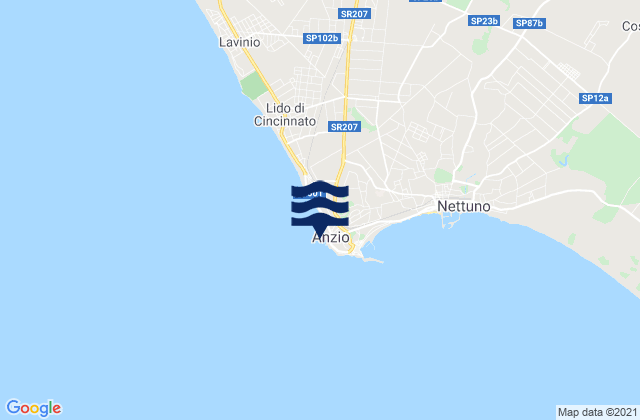 Carte des horaires des marées pour Anzio, Italy