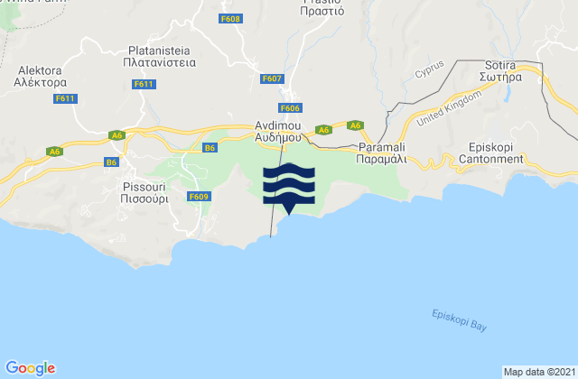 Carte des horaires des marées pour Anógyra, Cyprus
