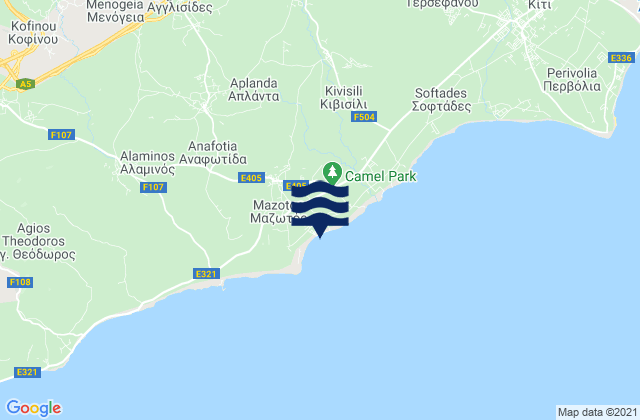 Carte des horaires des marées pour Aplánta, Cyprus
