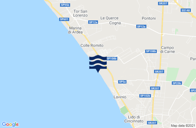 Carte des horaires des marées pour Aprilia, Italy