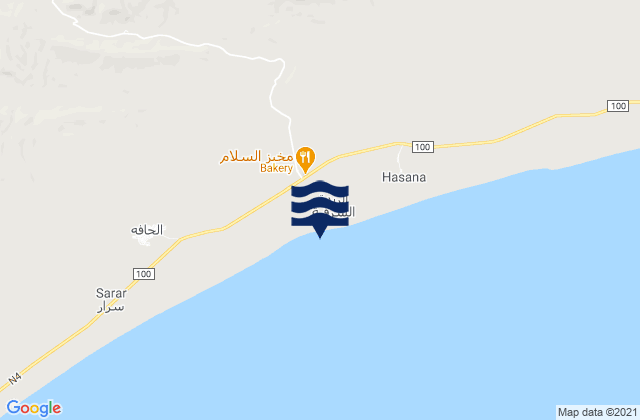 Carte des horaires des marées pour Ar Raydah, Yemen