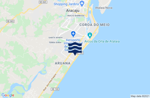 Carte des horaires des marées pour Aracaju, Brazil